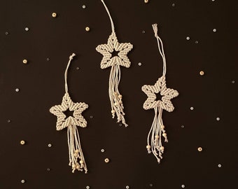 Macrame Handmade Christmas Star/ Snowflake/ Christmas Tree Decoration/ Tree Ornaments/ Boho Festive Decor/