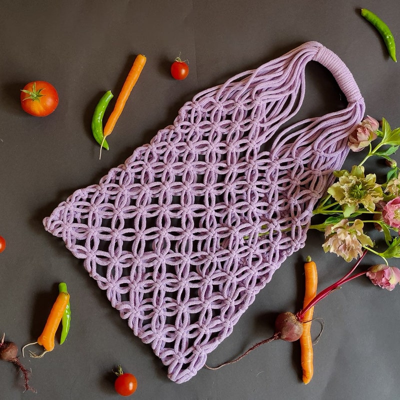 MACRAME TOTE BAG with pouch