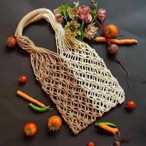 Sustainable shopping bag, macrame market bag, macrame beach bag, summer tote bag, knotted net bag, boho, shopping net, shopper, macrame