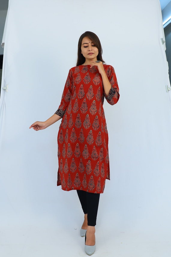 Indigo Morpankhi Cotton Broad Neck Kurti – Jaipur Hand Block