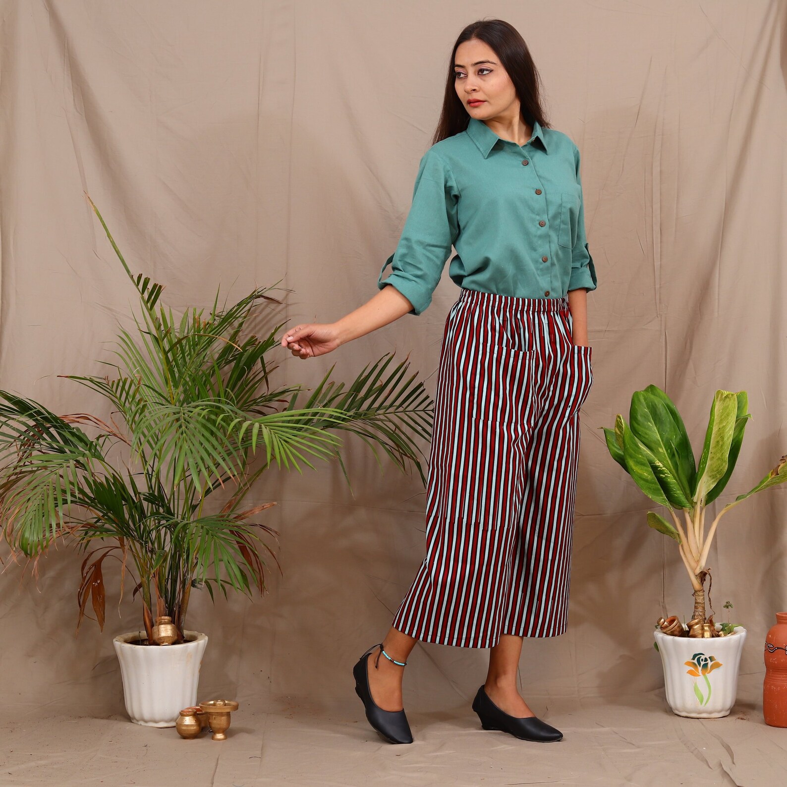 formal shirt with palazzo