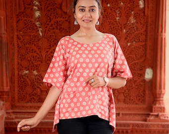 Kaftan Crop Top For Women| Short Tops For Women| Cotton Tops| Pockets Kaftans Made By Hands Of Kutch- Pink