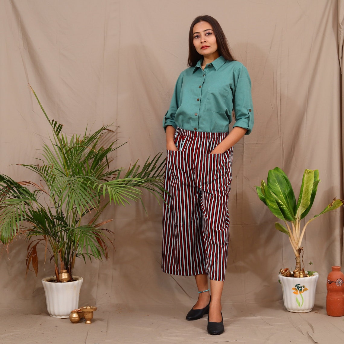 formal shirt with palazzo