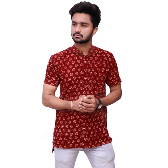 Men's Casaul Shirt Maroon Printed 