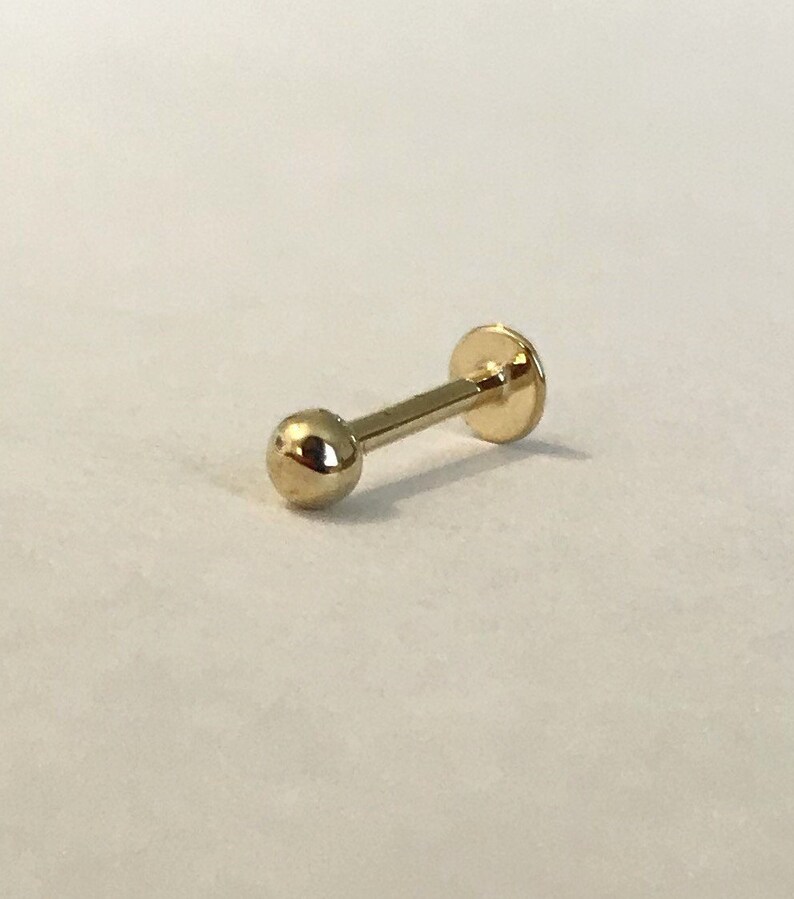 Helix 14k solid gold Labret- Reverse screw Tragus Ear Piercings Septum