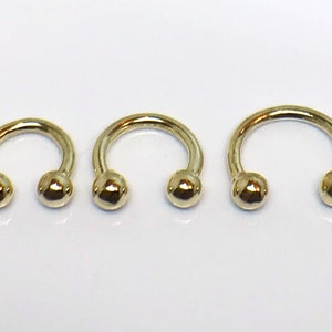 14k solid gold captive bead ring HORSESHOE - Tragus, Ear Piercings, Septum, Helix, BCR