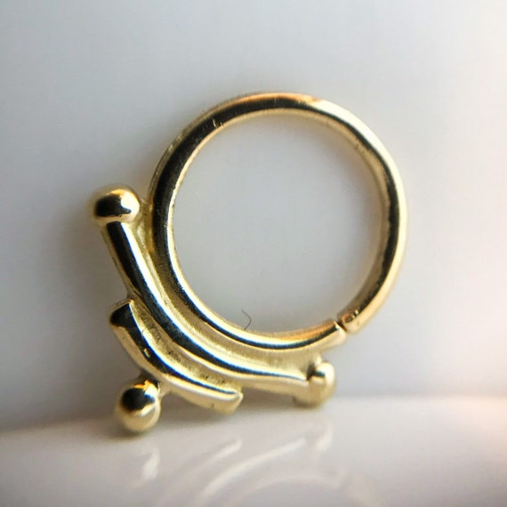 14K Solid Yellow Gold BCR Hoop//Ring Piercing 7mm