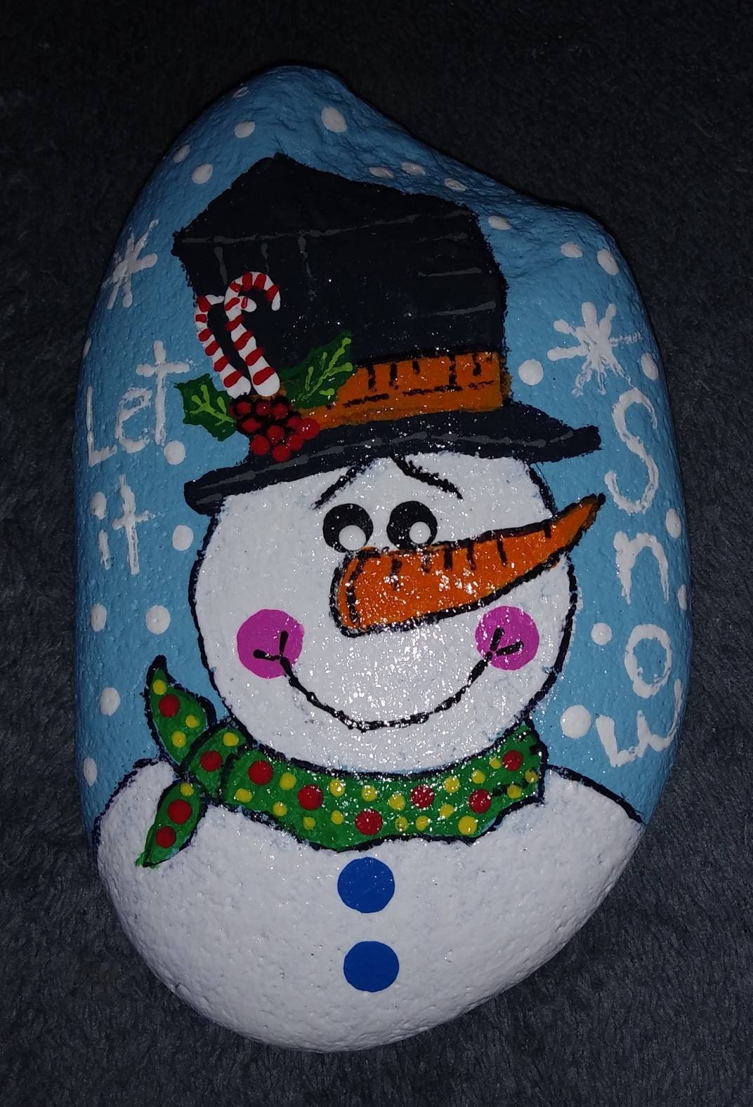 Hand Painted Snowman On River Rock Etsy Hand Painted Snowman On River Rock Etsy
