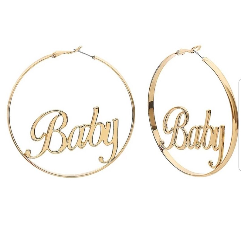 Large Gold Baby Hoop Earrings Gold Hoop Earrings Large Hoop Etsy