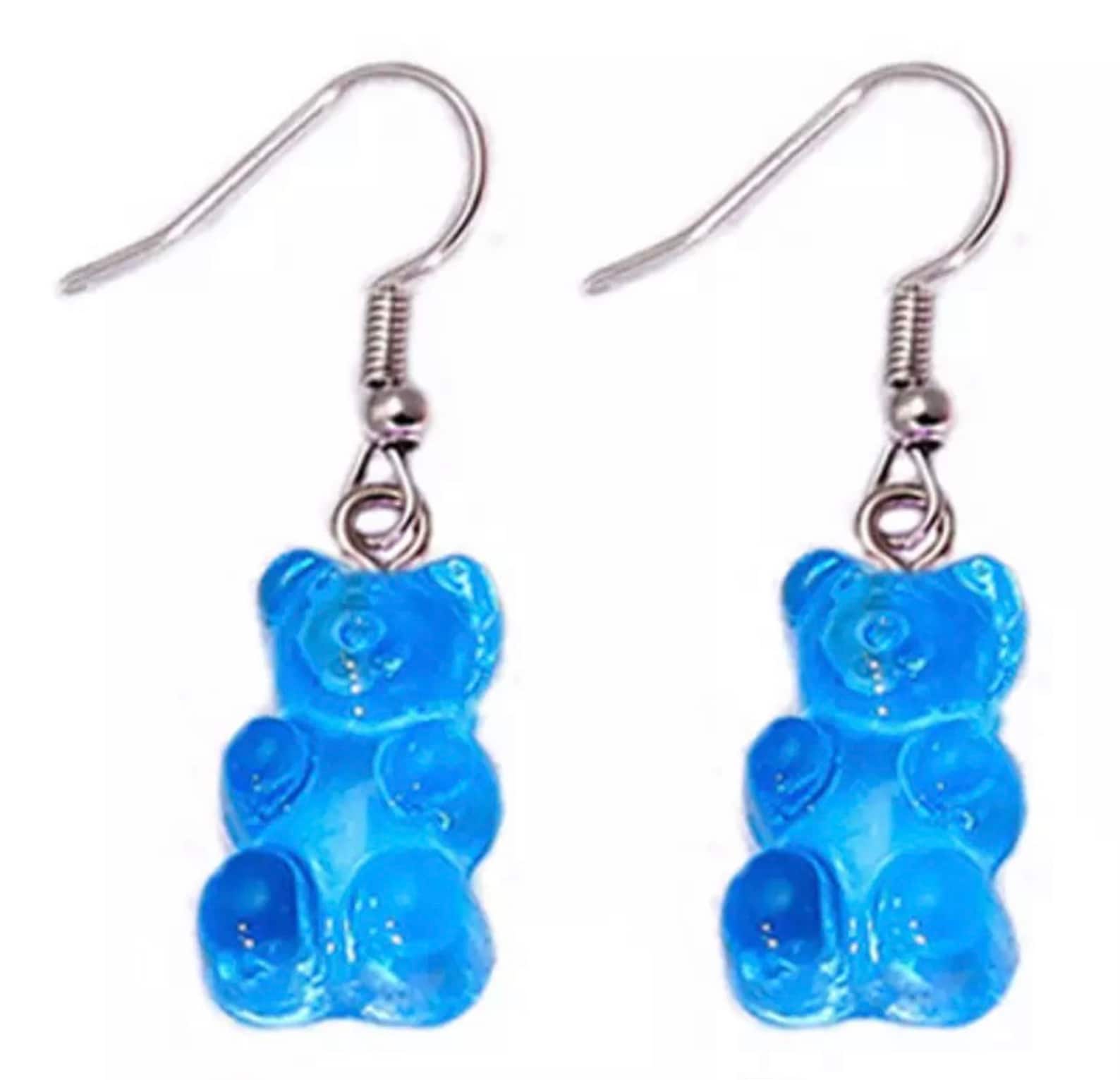 Blue Gummy Bear Earrings Gummy Bear Earrings Blue Bear Etsy