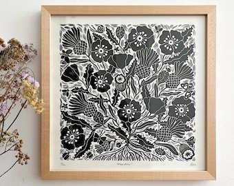 Original linocut print “Meadow”