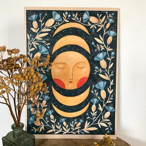 Fasi lunari / Stampa artistica / Poster / Arte popolare / Arredamento per la casa / Arte boho