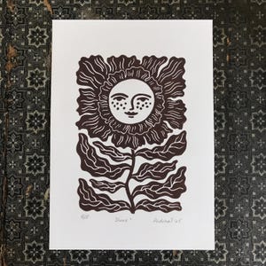 Lovely Flower | Original Linocut Print on Paper | Relief Print | Lino Print | Hand-printed Picture