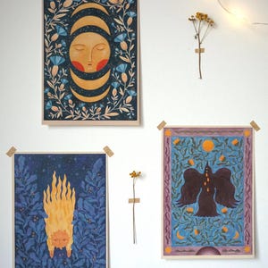 Boho Poster Set | Kunstdrucke | Poster | Volkskunst | Wohnkultur | Raum-Kunst