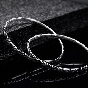 Premium 925 Sterling Silver Lightweight Handmade Boho Bangle with Oxidized Polish for Women Jewelry,Bangle size 2.6,Anniversary Gift