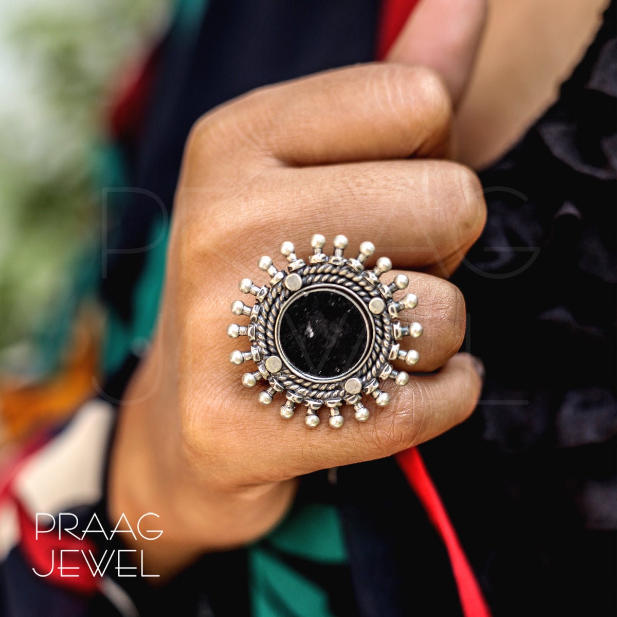 Oxidized 925 Sterling Silver Mirror Ring, Handmade Indian Jewelry