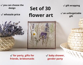 Set of 30 dried flowers frame gift for events, gender parties, gifts for bridesmaids, baby shower  &500