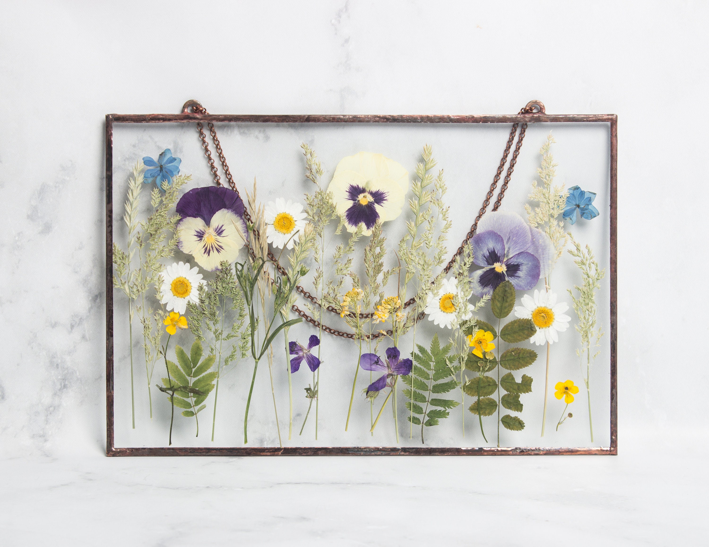 Set of 2 Framed Pressed Flowers Glass Floating Frame Floral | Etsy