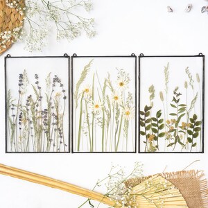 Framed wall art set of 3 pressed flower frame hanging floral décor 812 inches &160 image 4