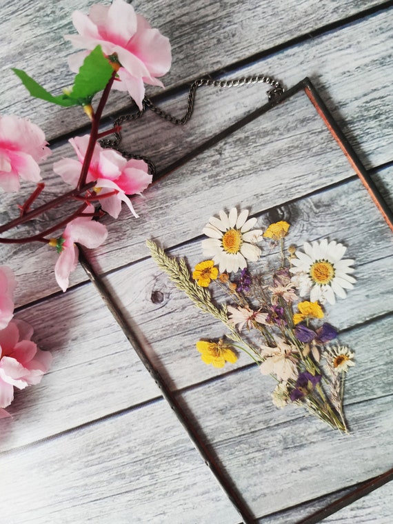 Pressed Flower Frame Daisy Kitchen Decor Daisy Room Decor Etsy