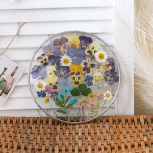 Pressed pansy art Pressed Pansies Pressed flowers framed gift for her mother in law wedding gift Wildflowers wall panel 8 inches &002