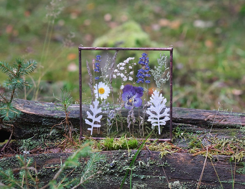 Pressed flower stained glass pressed flower art dried flower Etsy