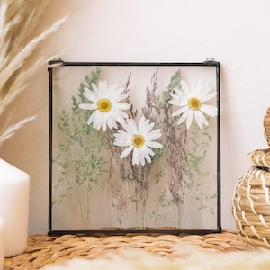Pressed flower art flower arrangement daisy room decor with daisy for teen girls gifts for sister &197