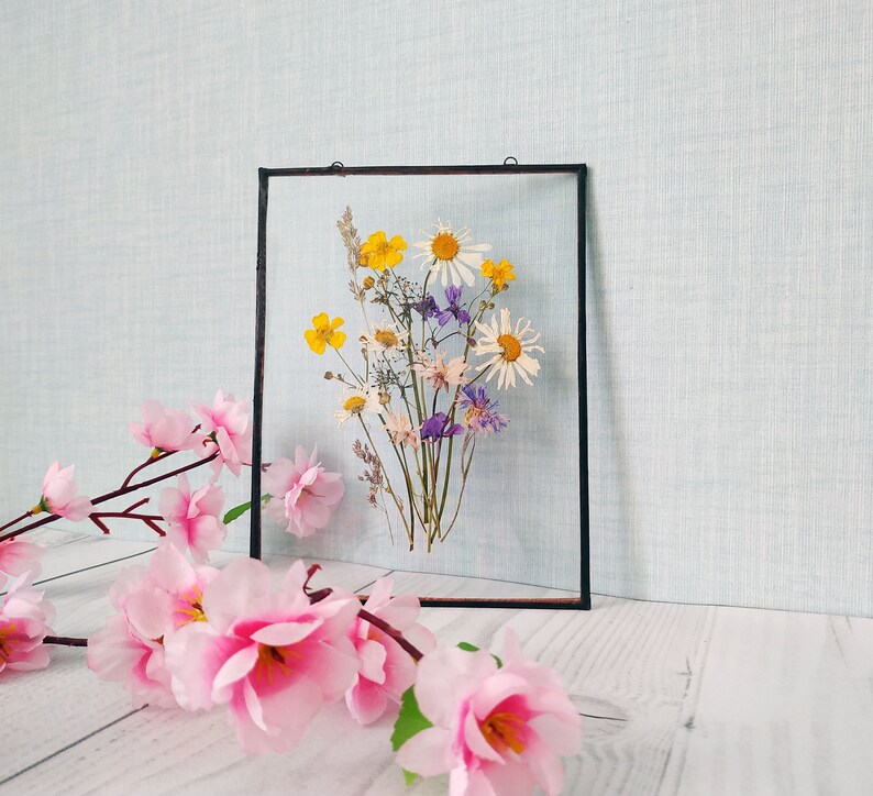 Pressed Flower Frame Daisy Kitchen Decor Daisy Room Decor Dried Flower Art On Chain For Decorate Wall Herbarium 8 6 In