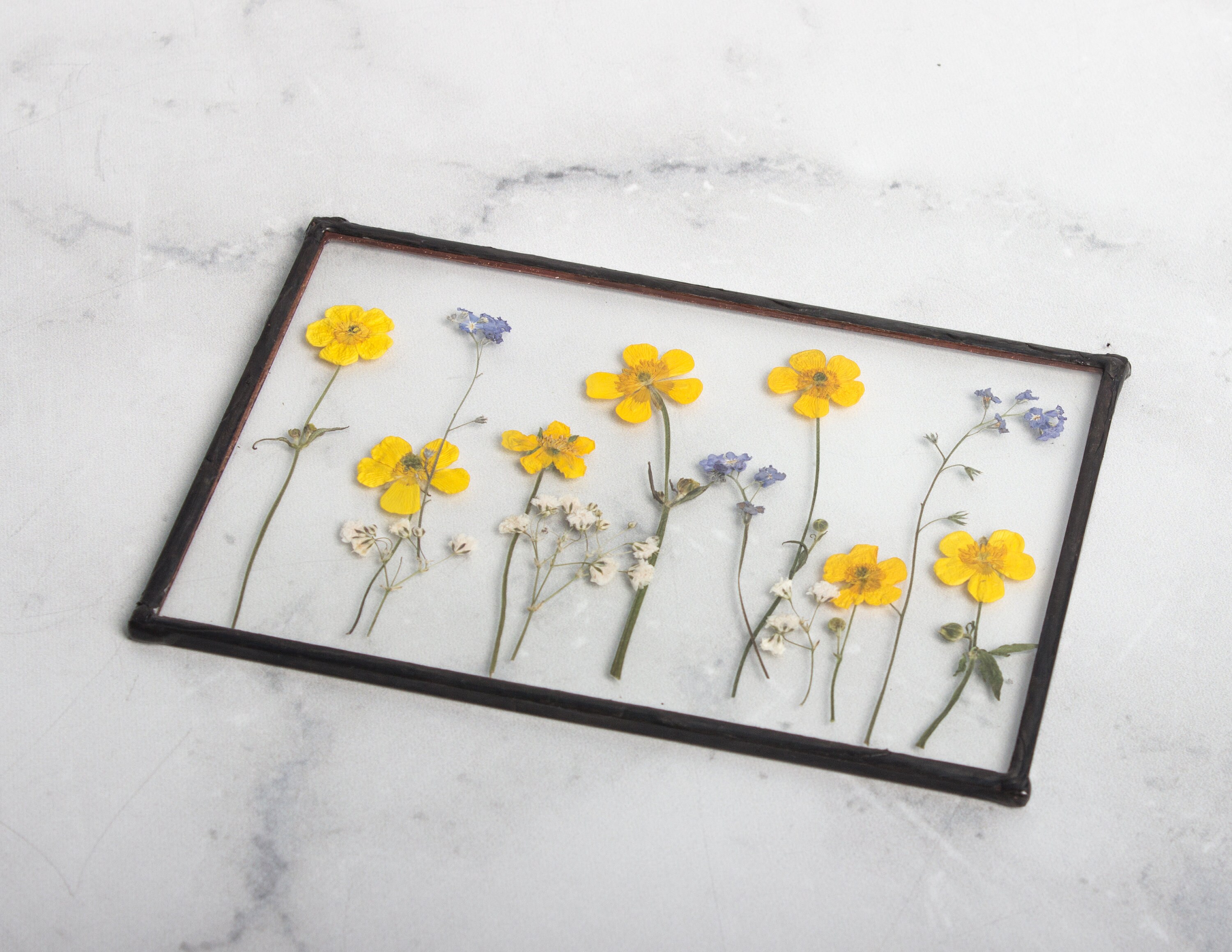 Frame with dried flowers small pressed flower frame yellow Etsy