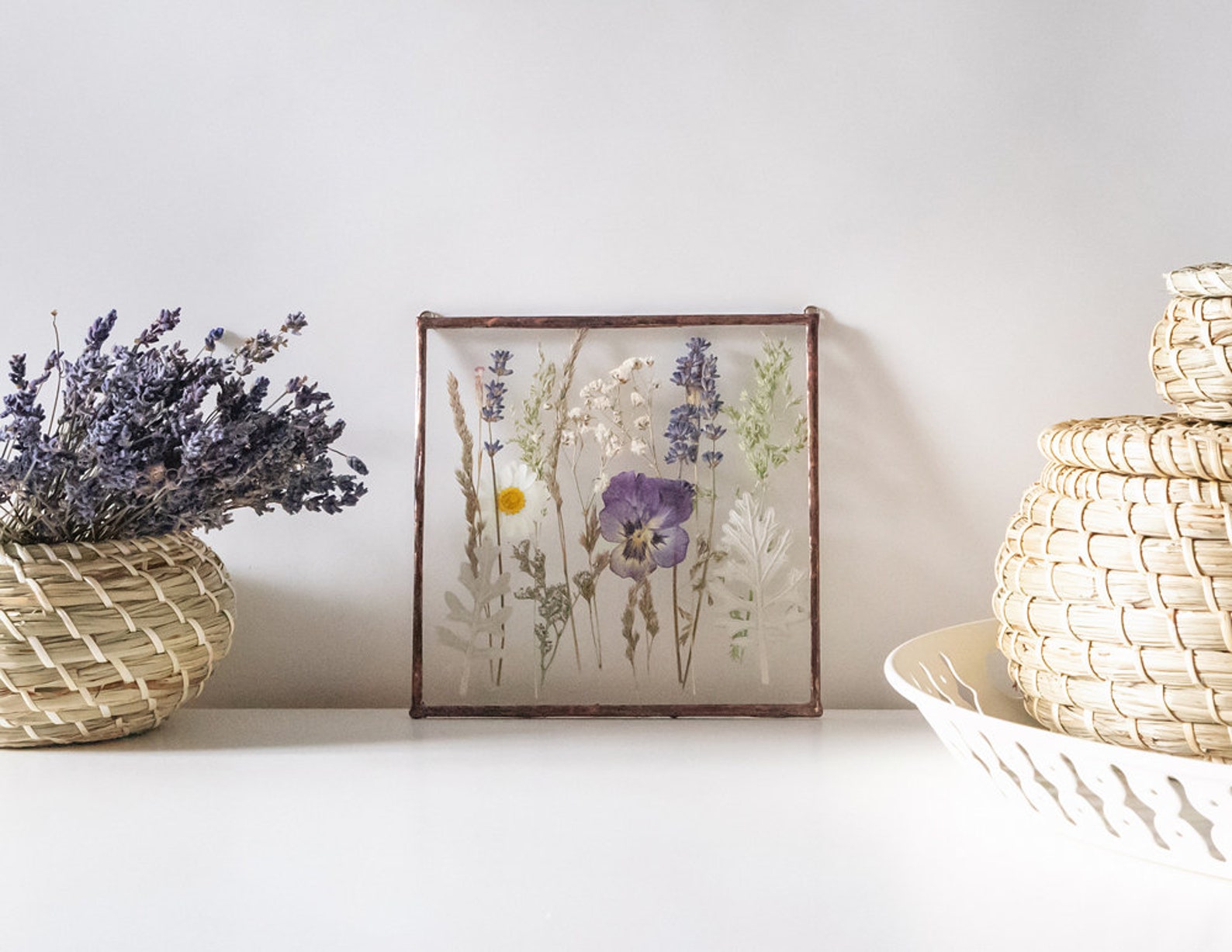 Pressed flower stained glass pressed flower art dried flower Etsy