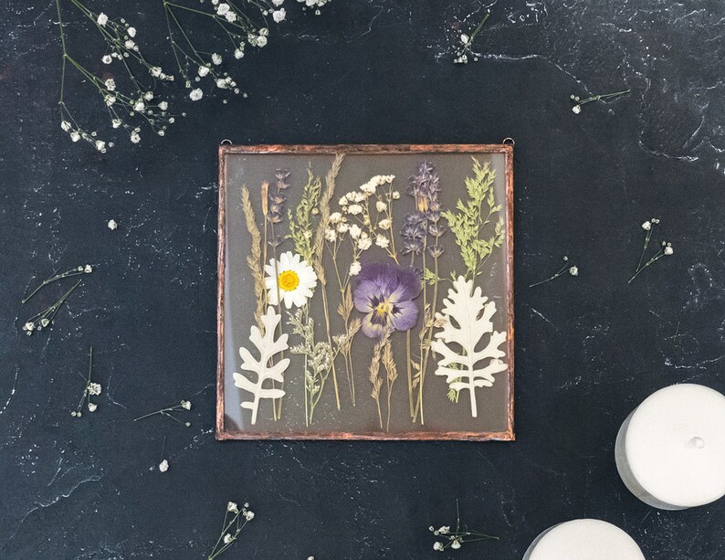 Pressed flower stained glass pressed flower art dried flower Etsy