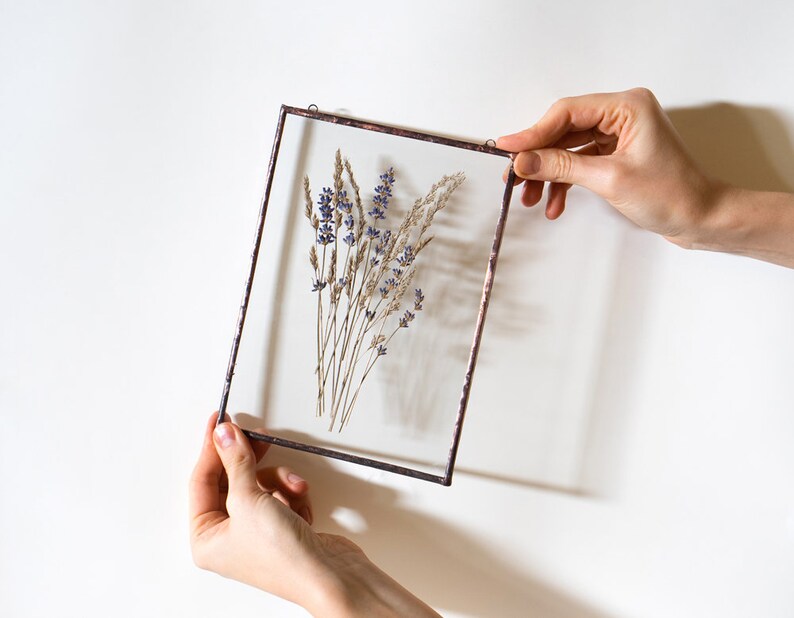 Pressed Flowers Framed Lavender Bouquet Glass Frame for Etsy