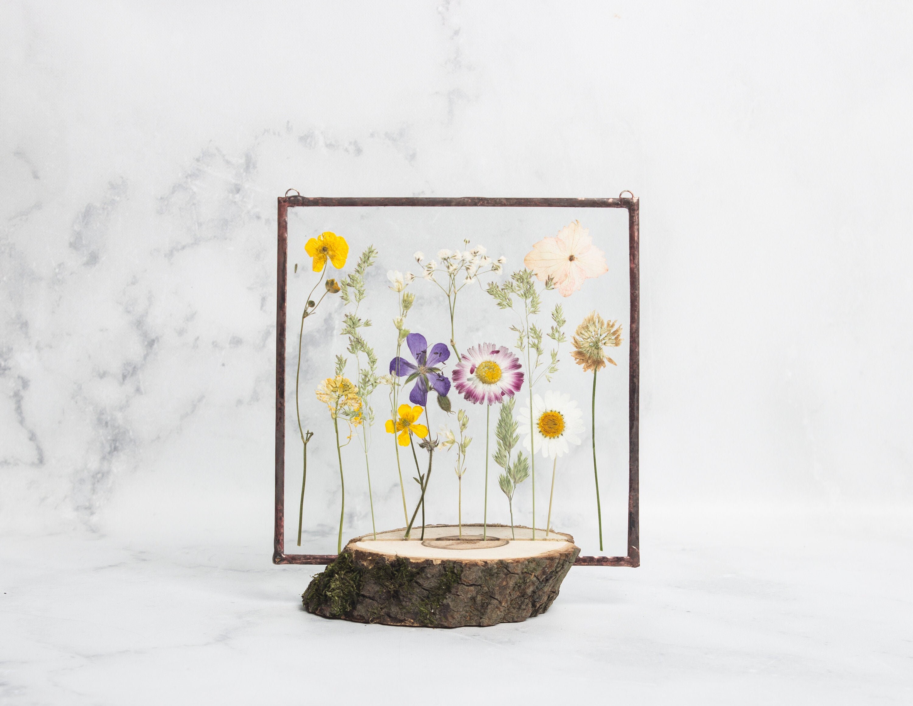 Framed pressed flowers Dried flowers frame forest decor on a Etsy