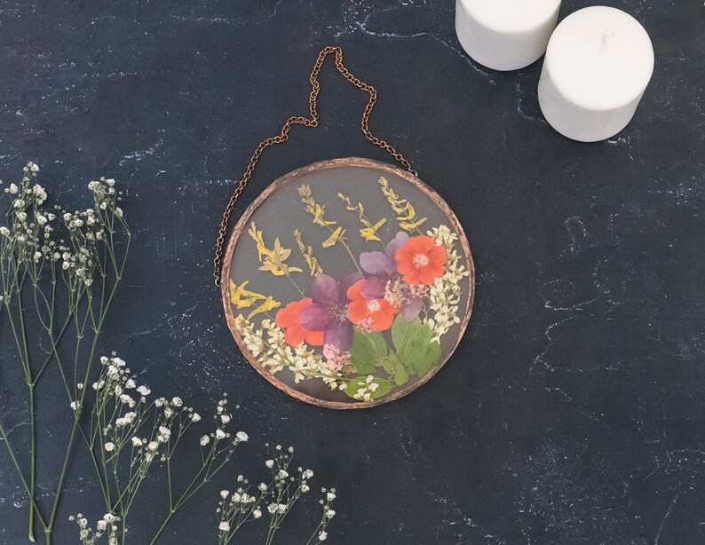 Pressed Pink Flower Frame With Apple Flower Glass Picture Etsy