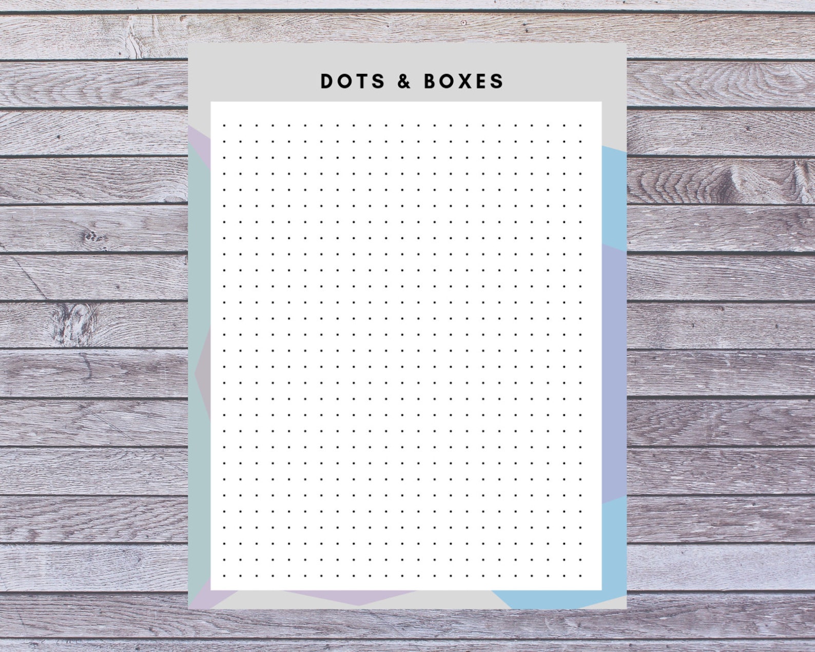 Dots and Boxes Game Pen & paper game Print Printable Etsy