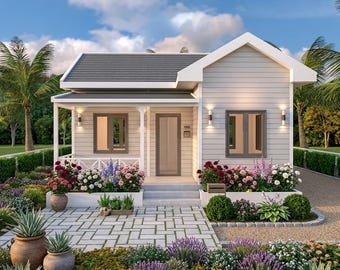 23x20 Feet Tiny House Plans 7x6 Meter One Bedroom Gable Roof Full Plan