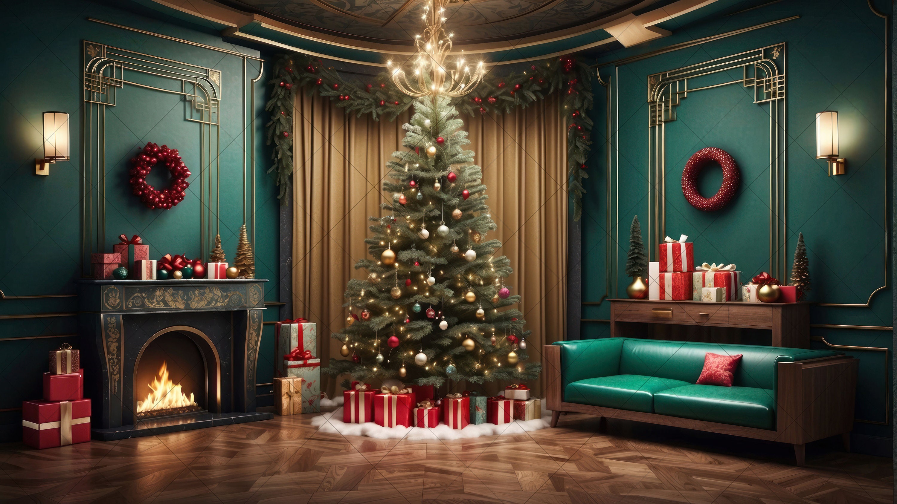 Art Deco Holiday Digital Backdrop Bundle 4 Images for Compositing ...