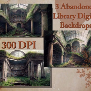 3 digitala bakgrunder med övergivna bibliotek - Kompositer - Digitala bakgrunder
