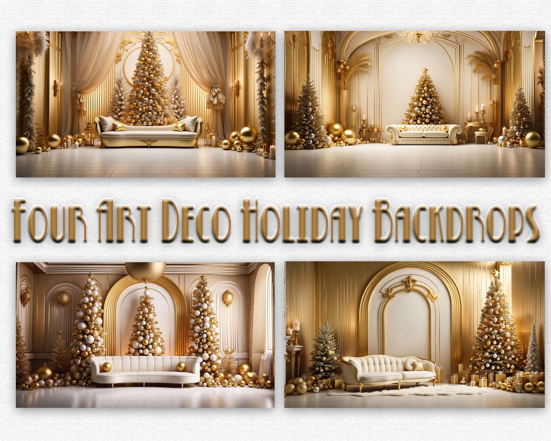 Art Deco Holiday Digital Backdrop Bundle - 4 Images - for Compositing ...