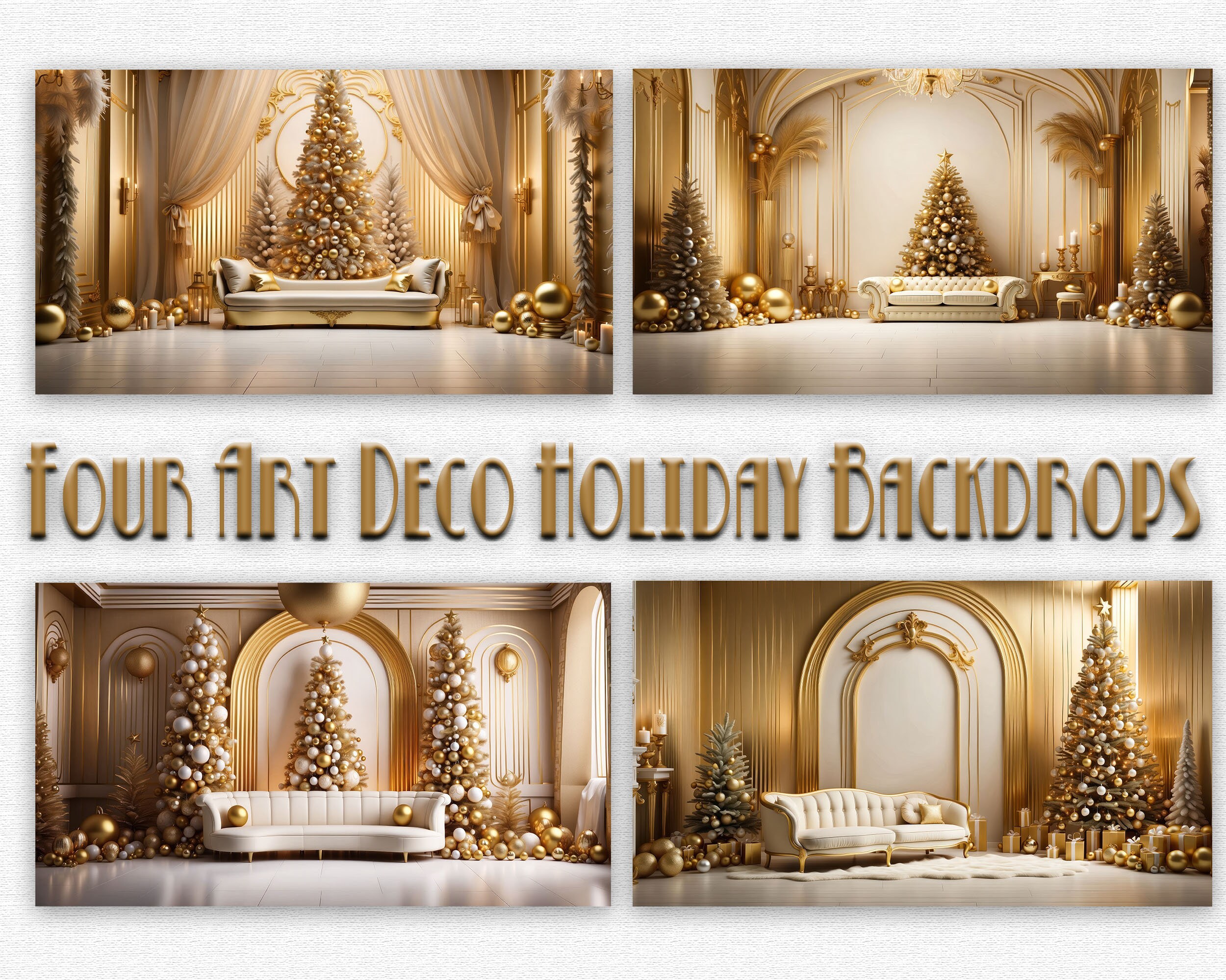 Art Deco Holiday Digital Backdrop Bundle 4 Images for Compositing ...