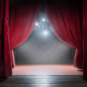 Red Curtains Theatre Stage Digital Backdrop (16x9 300 PPI)