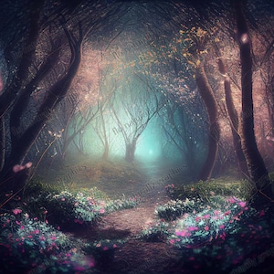 神秘的な森 高解像度デジタル背景 合成用 - 魔法の森 - 魅惑の森