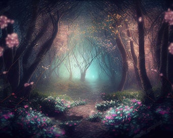 Mystical Forest Digital Backdrop: High Resolution Composite Image (Digital Download)