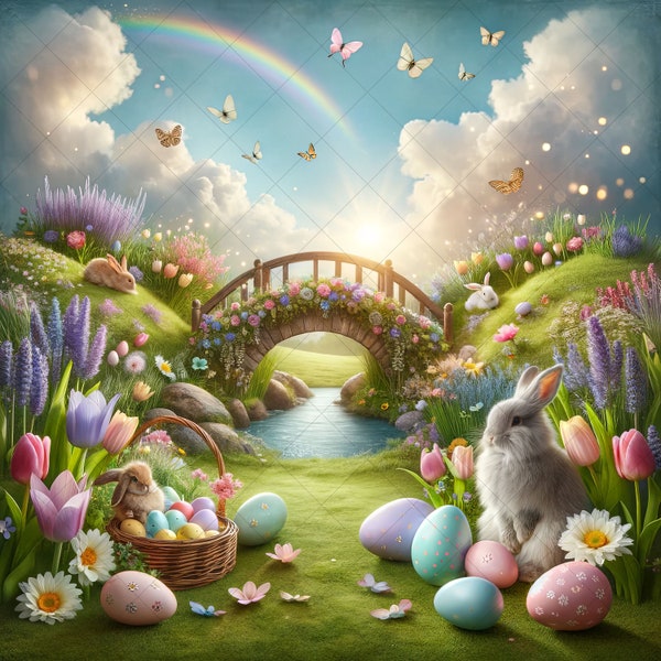 Easter Digital Backdrop - Easter Background For Composites - 12x12" - 300PPI
