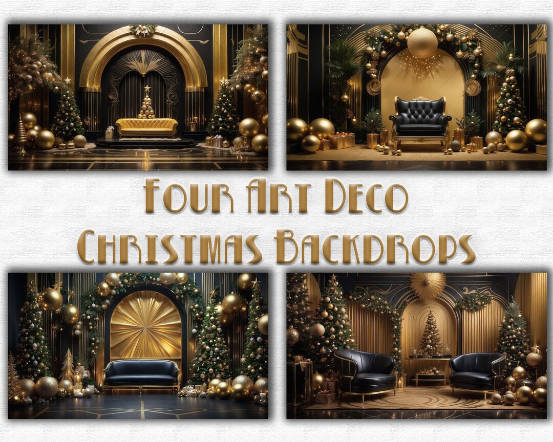 Art Deco Christmas Digital Backdrop Bundle 4 Images for - Etsy