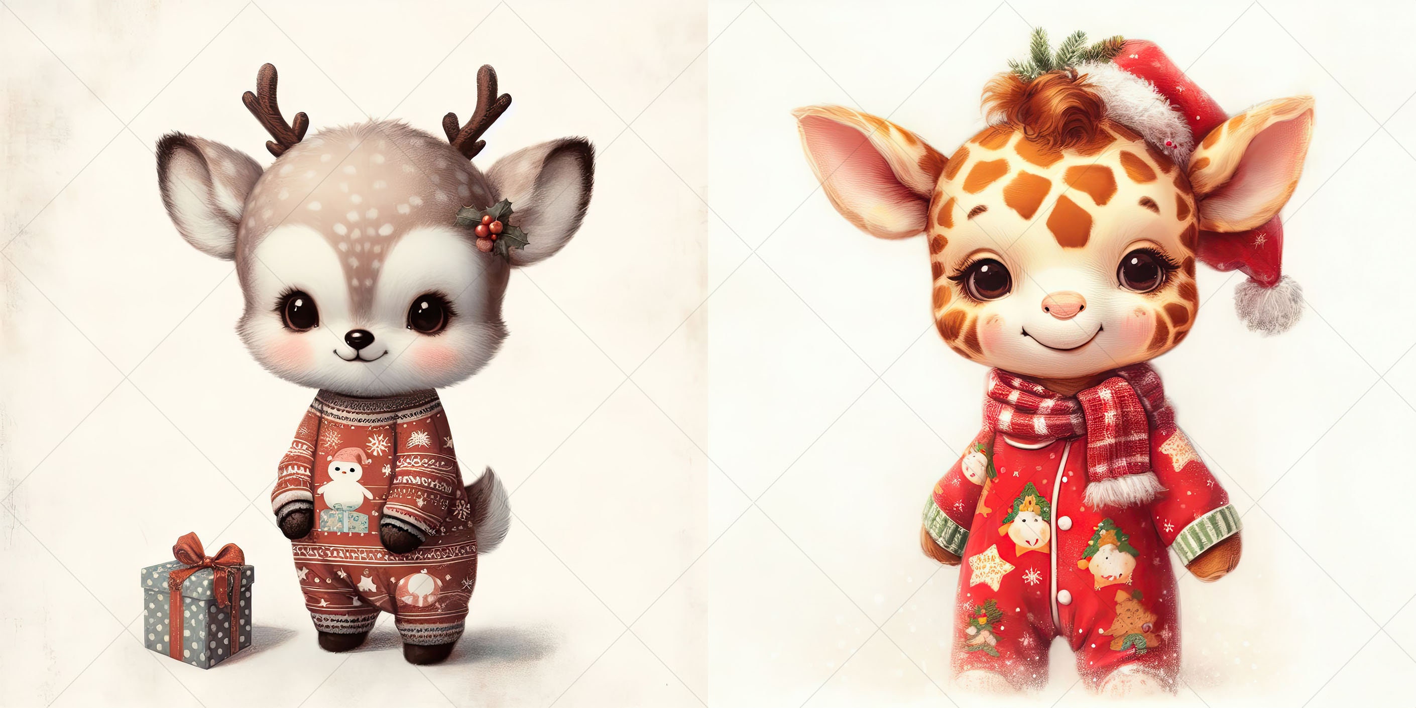 19 Cute Animals in Pajamas Digital Illustrations Bundle Part 1 - for ...