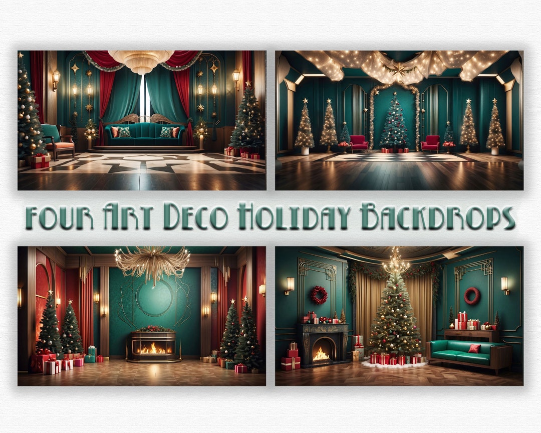 Art Deco Holiday Digital Backdrop Bundle - 4 Images - for Compositing ...