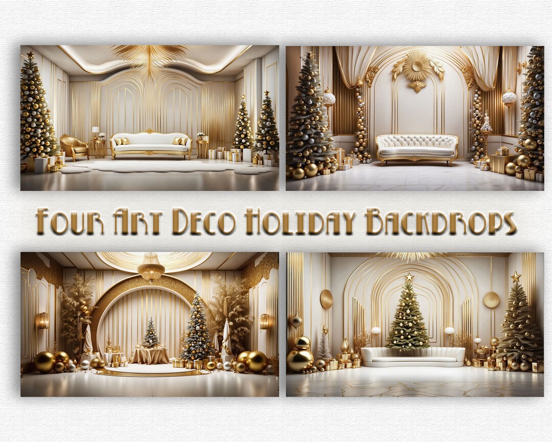 Art Deco Holiday Digital Backdrop Bundle - 4 Images - for Compositing ...