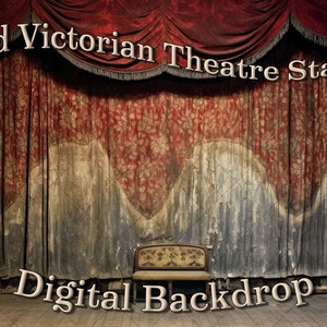 Old Victorian Stage Digital Backdrop - Digital Backdrop - High Resolution - 16&quot; x 9&quot; - For Compositing