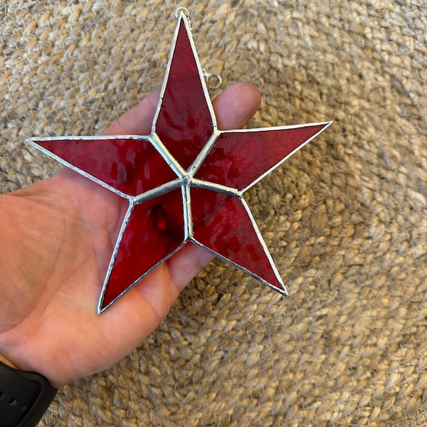 Stained Glass Red Star Suncatcher